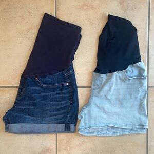 Two Pairs of Denim Maternity Shorts